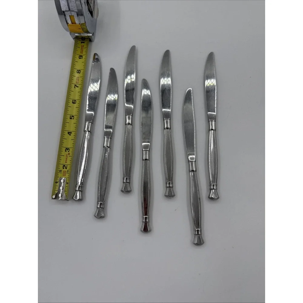 6 - Oneida ACT I / ACT 1 Glossy Cube Mark Stainless Flatware DINNER KNIVES